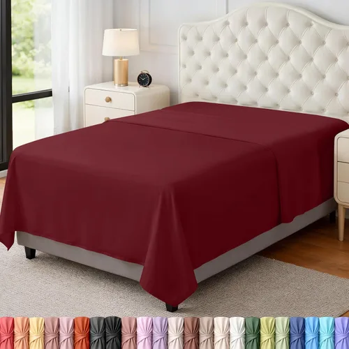 Vista 64 de Utopia Bedding Sábana encimera – 1 paquete (individual, beige) – Tela de microfibra suave cepillada – Sábana superior resistente al encogimiento y a