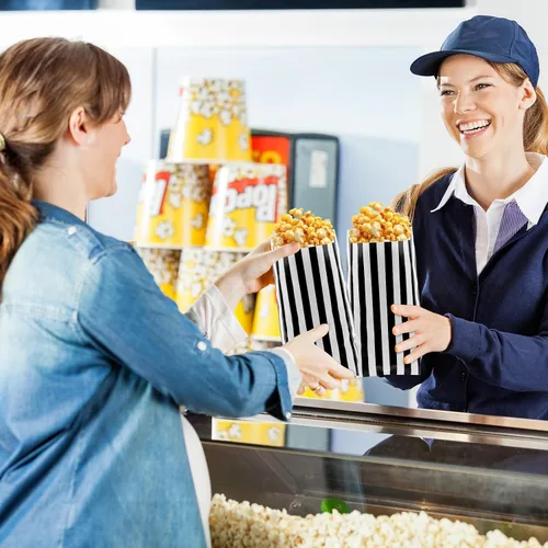 Vista 5 de 100 bolsas de papel para palomitas de maíz, porciones individuales, pequeñas bolsas de palomitas de maíz para fiestas, desechables, aperitivos