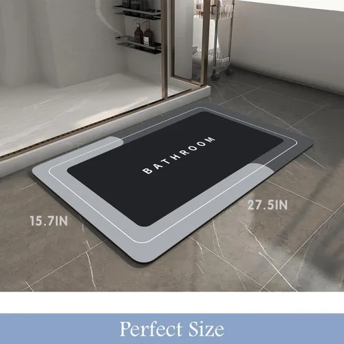 Vista 2 de Tapete de baño, de secado rápido, antideslizante, delgado, súper absorbente, tapete de baño, tapete de baño para suelo, bañera, tocador, tapete