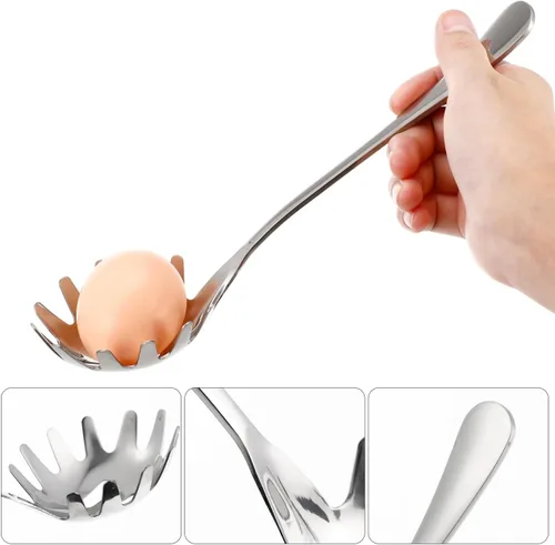 Vista 6 de Cabilock Servidor de cuchara de espagueti de acero inoxidable con mango cómodo, práctica cuchara de servir de fideos para albóndigas de pasta y más