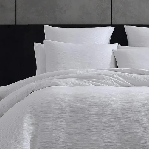 Vista 4 de Vera Wang - Juego de funda de edredón tamaño Queen, ropa de cama de algodón suave con fundas de almohada a juego, cierre de botón y lazos interiores