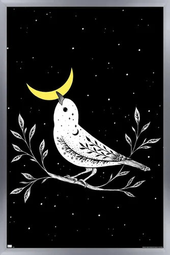 Vista 11 de Trends International Dibujo episódico - Póster de pared de pájaro lunar Versión enmarcada Barnwood