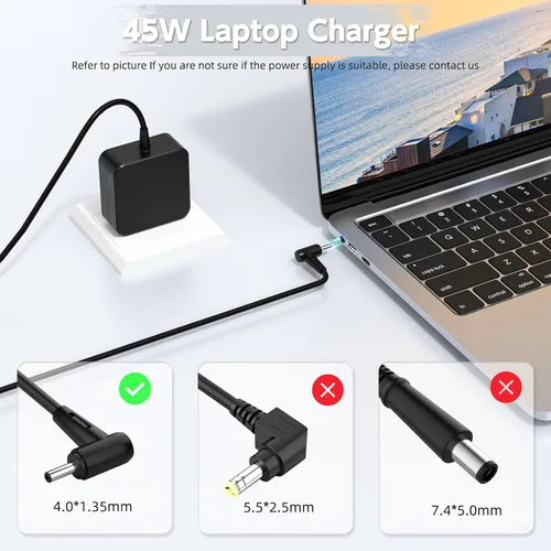 Vista 2 de ROLADA Cargador de 45 W para Asus L210MA L410MA L510MA VivoBook 15 F510U F512DA F512JA F415 L402 L203MA X S M ZenBook Flip Prime Q K R A Taichi