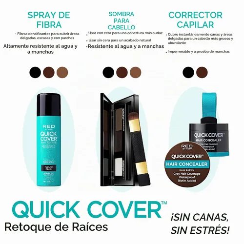 Vista 6 de Red by Kiss Corrector de cabello de cobertura rápida, retoque temporal de raíces, amplia cobertura de canas, ligero e impermeable, infusión
