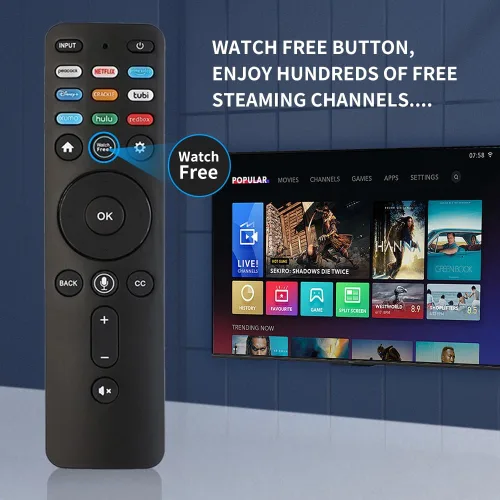 Vista 6 de RIVIERA Vizio - Control remoto por voz para todos los televisores inteligentes VIZIO compatibles con D, E, M, P, V, serie PX con micrófono, sin