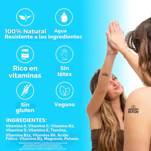 Vista 4 de Party Treats Paquete de 28 parches de recuperación – Despiértate renovado y energizado con nuestro parche de ingredientes 100% naturales – Envueltos