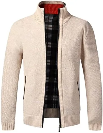 Vista 6 de Cardigan Men Sweaters Jackets Mens Knitted Sweatercoat Cardigan Sweater Coat Men