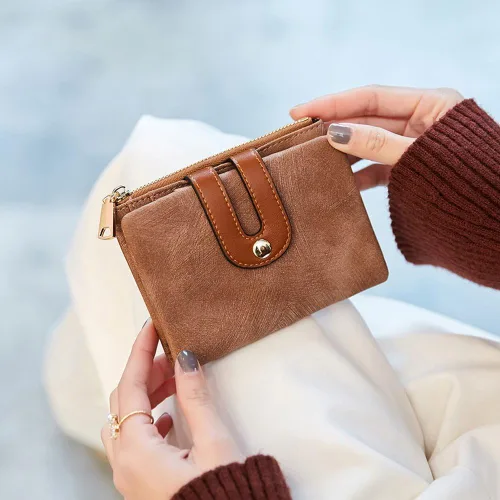 Vista 31 de AOXONEL Cartera pequeña de cuero plegable Rfid para mujer, con cremallera, bolsillo para tarjeta de identificación, delgada, compacta y delgada