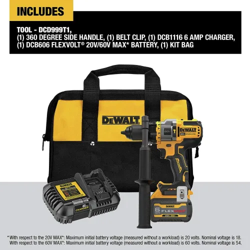 Vista 2 de DEWALT FLEXVOLT ADVANTAGE 20V MAX* Taladro percutor, inalámbrico, 1/2 pulgada (DCD999T1)