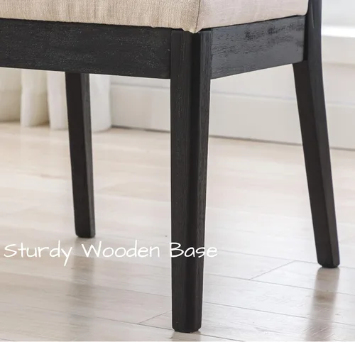 Vista 5 de BESTANO Juego de 2 sillas de comedor de ratán estilo granja, sillas de cocina de madera negra para comedor rectangular, sillas de cocina de mimbre