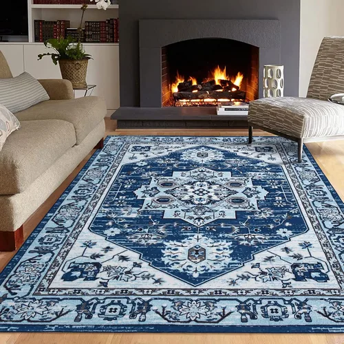 Vista 10 de COZYLOOM Alfombra de área de 2 x 6 pies, tribal, envejecida, para entrada, medallón vintage, alfombra para interiores, alfombra de pelo bajo, suave