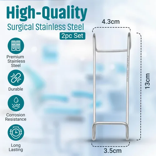 Vista 2 de Dental Columbia - Juego de 2 retractores de mejillas, acero inoxidable quirúrgico de alta calidad, diseño ergonómico para una comodidad óptima