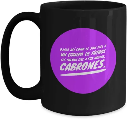 Vista 4 de Taza de Café Cabrones Vaso, taza café divertidas, tazas personalizadas, taza de café inspiradoras, taza con mensajes positivos.