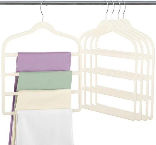 Vista 11 de Percha de terciopelo para pantalones y ropa para ahorrar espacio, perchas antideslizantes para jeans Beige