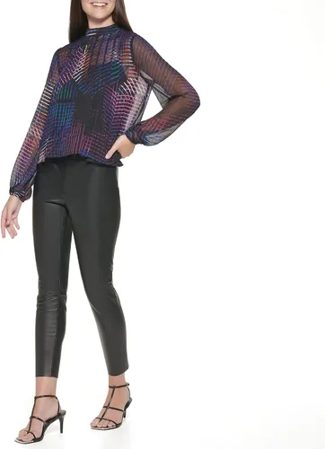 Vista 2 de DKNY Top deportivo recortado sin esfuerzo con estampado para mujer