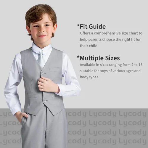 Vista 19 de Conjunto de chaleco para niños, trajes formales, trajes de boda, ropa de vestir