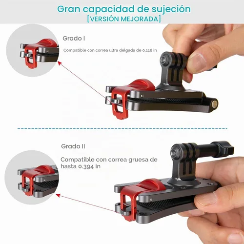 Vista 3 de NICEYRIG Correa de mochila de aluminio para GoPro Hero 11/10/9/8/7, DJI OSMO Action 3 [Versión mejorada] con abrazadera de rango amplio de 3mm