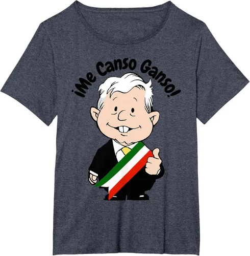 Vista 74 de AMLO Amlito Me Canso Ganso - Camiseta con diseño de dibujos animados mexicanos Gris Oscuro