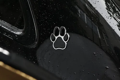 Vista 2 de Calcomanía de Coche con Huella de Pata, Pegatina de Metal Cromado 3D con Huella de Pata de Perro para Auto, Motocicleta