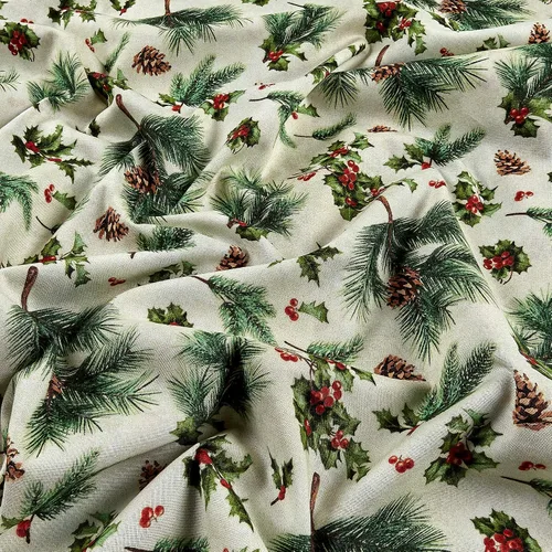 Vista 4 de Springs Creative Christmas Merry Deer Holly - Edredón de tela multicolor por yarda