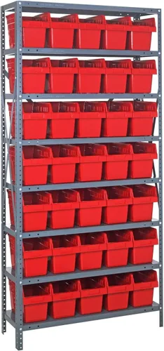 Vista 131 de Quantum QSBU-245BK Heavy Duty Shelving Unit with (7) Shelves and (24) QUS245 Black Bins for Garage Warehouse Storage Distribution 400 lb Load