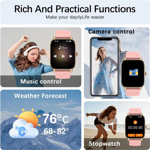 Vista 5 de Reloj inteligente para mujeres y hombres Fitness: hacer respuesta llamada, relojes digitales para hombre, resistente al agua, reloj inteligente