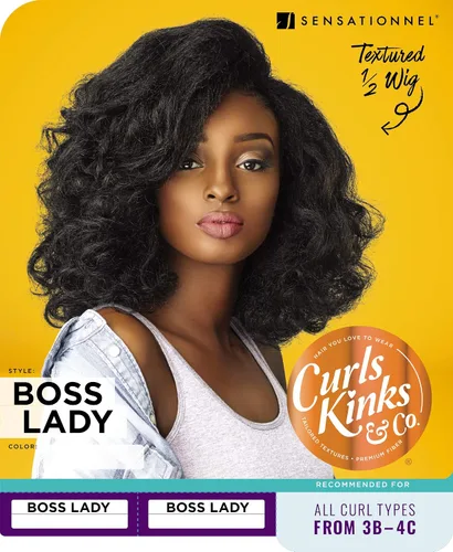 Vista 5 de Sensationnel Curls Kinksandco - Media peluca para trenzas y cabello rizado Instant Weave con cordón para texturas de cabello natural de 3C a 4C