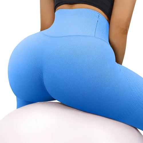 Vista 3 de OYS Leggings de entrenamiento para mujer con levantamiento de glúteos cintura alta pantalones de yoga sin costuras mallas de compresión deportivas