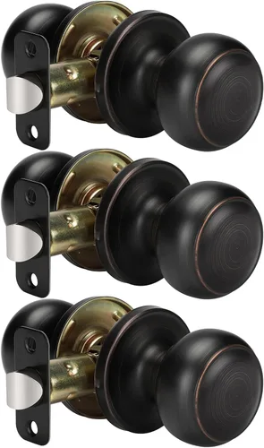 Vista 13 de Goldenwarm Pomos de puerta de paso de bronce champán, 1 paquete de pomos para puerta de armario interior, juego de perillas de puerta de paso