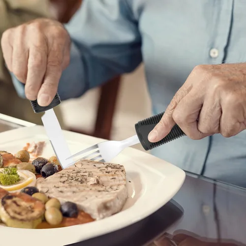 Vista 5 de Adaptive Utensils Set Weighted Utensils for Elderly and Disabled, Stainless Steel Fork, Knife, Spoon Silverware Set