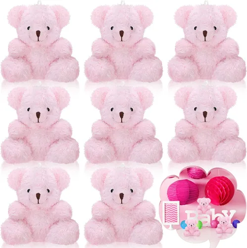 Vista 10 de Threan 8 piezas de mini osos de peluche de 4 pulgadas, pequeños osos de peluche a granel, juguetes de animales de peluche suaves, muñecos de oso