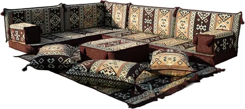 Vista 30 de arabicsofa Juego de Sofá Majlis Árabe de Esquina en Forma de L – Cojín Modular de Piso con Almohadas de Respaldo