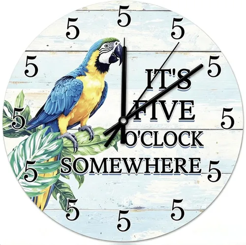 Vista 6 de Farmhouse Silent Wooden Wall Clock Non-Ticking Battery Operated 10" Retro Rustic Arabic Numerals Colorful Decorative Small Wall Clocks for Living