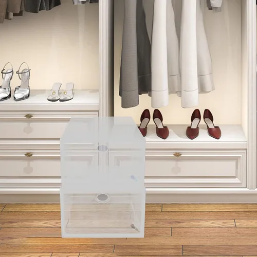 Vista 3 de Alipis Cajas de zapatos de almacenamiento, paquete de 5 cajas de zapatos reutilizables apilables, organizador de cajas de zapatos que ahorran