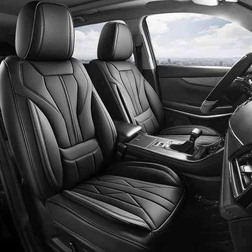 Vista 18 de HChengkikz - Fundas de asiento de automóvil, transpirables e impermeables de piel sintética para automóviles, funda de asiento universal