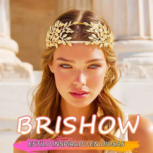 Vista 7 de Brishow Diadema de corona de hoja dorada, diosa griega, diadema de laurel para mujer Dorado