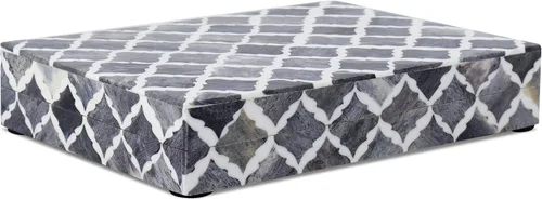 Vista 9 de Handicrafts Home Organizador para joyas y caja de almacenamiento, cajas decorativas para mujer y chicas, para envoltura, estampado de cheurón blanco