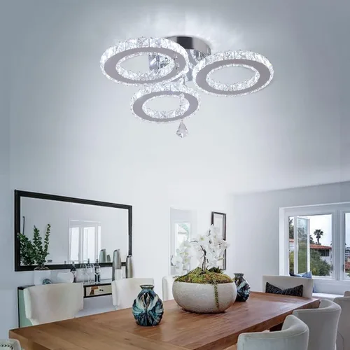 Vista 4 de Lámpara de techo LED con 3 anillas, color blanco frío