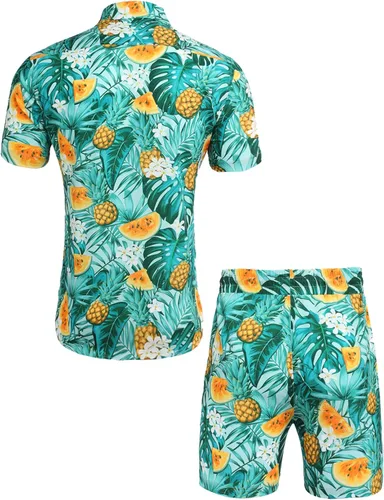 Vista 3 de Daupanzees - Camisa hawaiana de manga corta con botones para hombre
