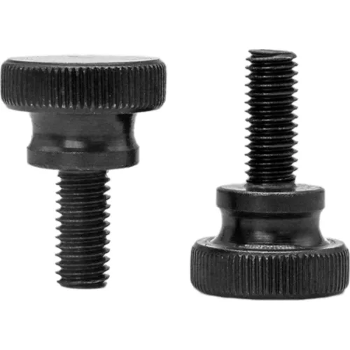 Vista 3 de M6 M8 M10 Tornillo de mano de cabeza alta negro paso de doble capa moleteado de ajuste mecánico Clavo (2 piezas M8x1.0.984x1.378 in)