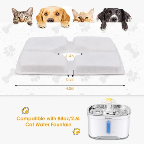 Vista 2 de Comsmart Juego de filtros de fuente para mascotas, 3 filtros de fuente de agua de repuesto para gatos con sistema de filtración triple para fuente