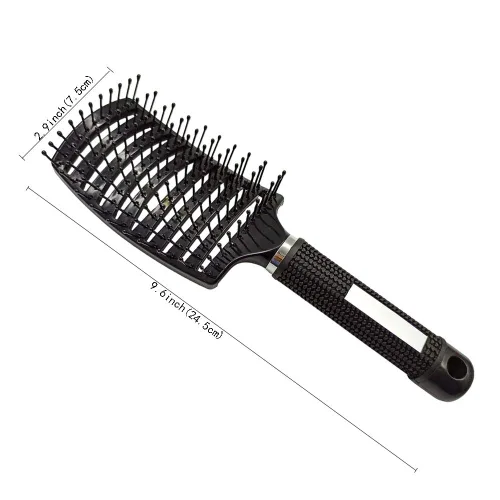 Vista 4 de Herramientas de peinado y cepillo de masaje desenredante cepillo curvado ventilado para cabello grueso y rizado
