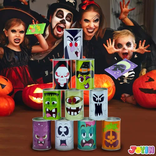 Vista 4 de JOYIN Juego de 13 piezas de Halloween para carnaval para lanzar bolsas de frijoles para niños y adultos, decoración de trucos o tratos, suministros