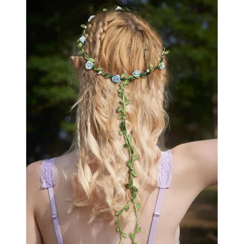 Vista 7 de Diademas de guirnaldas florales AWAYTR, corona con flores de moda bohemia, para mujer