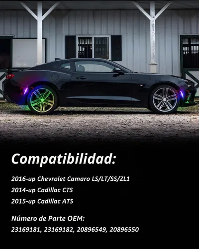 Vista 3 de Bestview Luces LED RGB de marcador lateral para Chevy Camaro 2016-2024