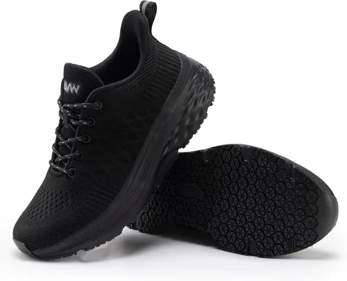 Vista 6 de AVW Zapatos de trabajo antideslizantes para mujeres, zapatillas deportivas resistentes al agua para caminar, zapatos para servicio de alimentos