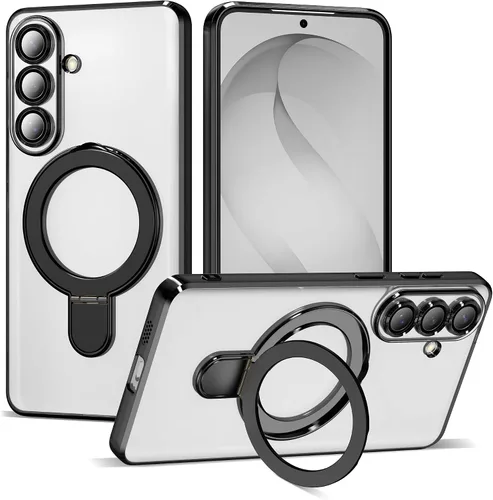 Vista 18 de Funda compatible con Samsung Galaxy S24 Plus con soporte de anillo magnético [compatible con Mag-Safe] protector de lente de cámara chapado Dorado