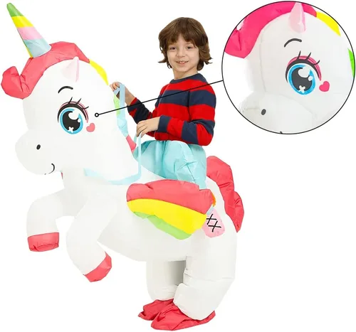 Vista 4 de Unicorn Costume Inflatable Costume Kids Blow up Costumes Toddler Ride On Deluxe Halloween Costume Boy Girl