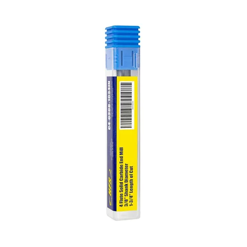 Vista 5 de HFS (R) Herramienta de corte de molino de extremo de carburo sólido 4 flauta 4 "Longitud total, 1-3/4" Longitud de corte, 3/8" de diámetro