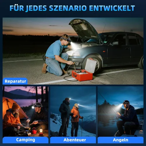 Vista 7 de Stirnlampe LED Wiederaufladbar, Ultrahelle Kopflampe Stirnlampe mit Bewegungssensor, 3 Lichtmodi & 2 Rotlicht, IPX7 Wasserdicht Headlamp für